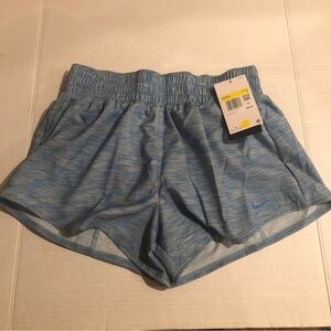 Nike Womens Size S Dri-FIT Mid-Rise 3" Inseam Brief-Lined Loose Fit Shorts Blue